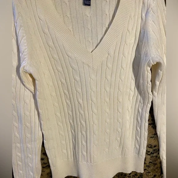 Yr END SALE‼️“CHAPS” Ivory V-Neck in 100% Cotton. Another Primary Piece Sz L. - Picture 6 of 7